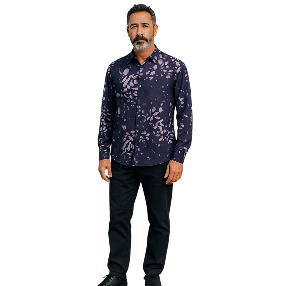 Men Long Sleeve Eco Rayon Midnight Animal Shirt